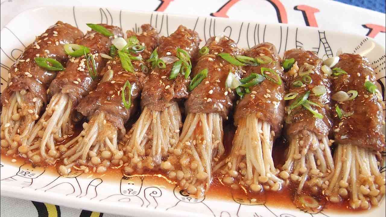 Savory Enoki Beef Rolls (Easy Japanese-Inspired Appetizer) - Beef